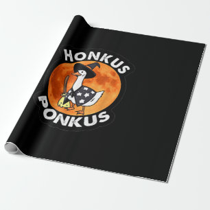 Vintage Honkus Ponkus Halloween Cute Witches Duck Wrapping Paper