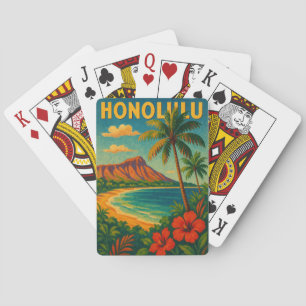 Vintage Honolulu Oahu Hawaii Beach Hawaii Travel Playing Cards