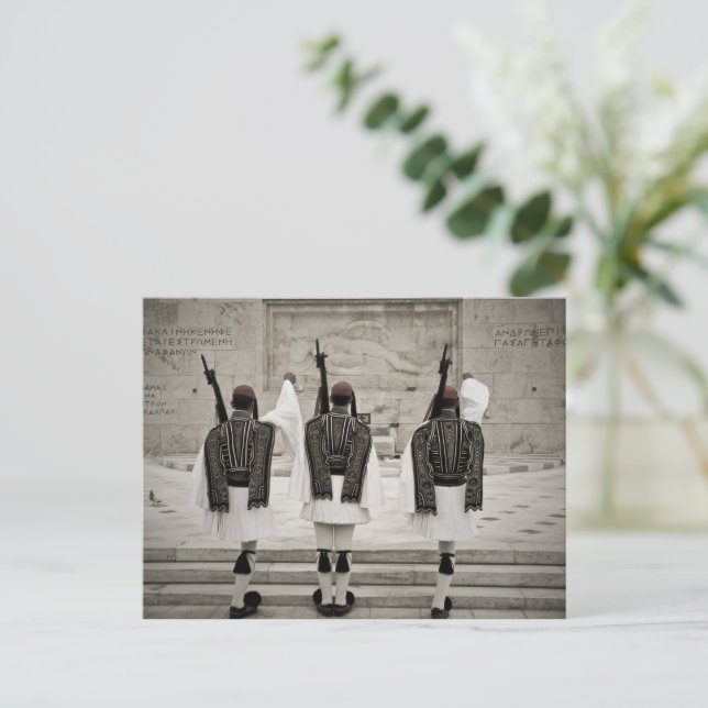 Vintage Honour Guard of Athens Greece Postcard  (Standing Front)