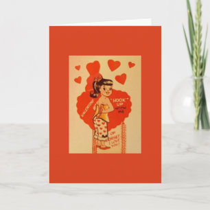 Vintage Hook Up Corset Valentine Holiday Card