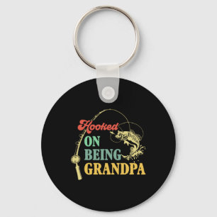 Vintage Hooked On Being Grandpa Father's Day Fishi Keychain