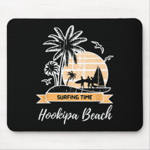 Vintage Hookipa Beach Lover Palm Trees Surfing Tim Mouse Pad