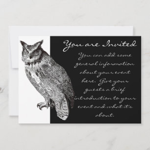 Vintage Horned Owl Invitation