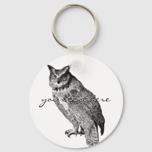 Vintage Horned Owl Keychain