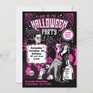Vintage Horror Adult Halloween Costume Party Invitation