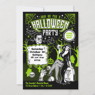 Vintage Horror Adult Halloween Costume Party Invitation