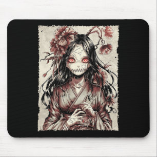 Vintage Horror Anime Girl Manga Japanese Creepy Ha Mouse Pad