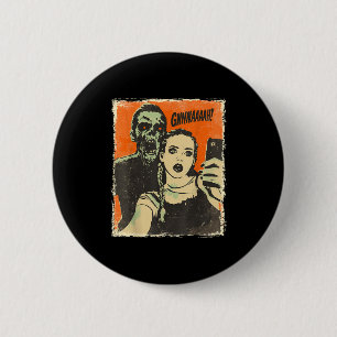 Vintage Horror Comic Zombie Selfie Creepy Cute Hal 2 Inch Round Button