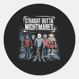 Vintage Horror Halloween Scary Straight Outta Scar Classic Round Sticker