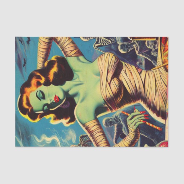 Vintage Horror Mummy Girl Tissue Paper (Front)