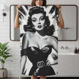 Vintage Horror Pin-up Bath Towel