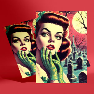 Vintage Horror Pin Up Postcard