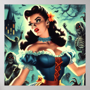 Vintage Horror Pin-up Poster