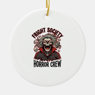 Vintage Horror Shirt Fright Society Skull Design_1 Ceramic Ornament
