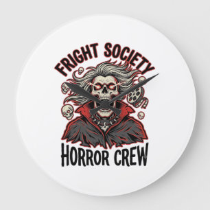 Vintage Horror Shirt Fright Society Skull Design_1 Large Clock