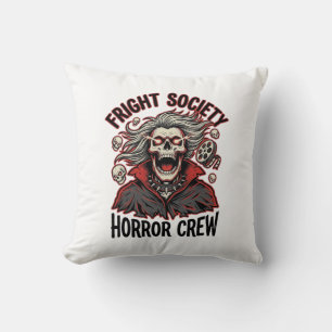 Vintage Horror Shirt Fright Society Skull Design_1 Throw Pillow