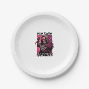 Vintage Horror Shirt with Engraved Slasher Hallowe Paper Plate