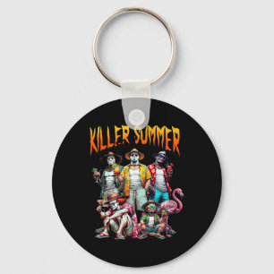 Vintage Horror Summer Vibes Funny Halloween Summer Keychain