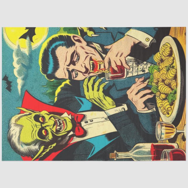 Vintage Horror Vampire Comics Tissue Paper (Front)