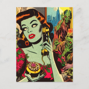 Vintage Horror Zombie Comics Postcard