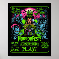 Vintage Horrorfest Poster Halloween Movie Old Time