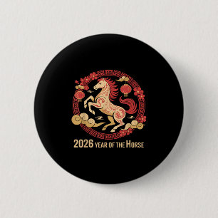 Vintage Horse 2026 Zodiac Chinese New Year Of The  2 Inch Round Button