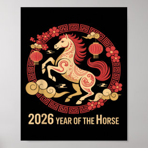 Vintage Horse 2026 Zodiac Chinese New Year Of The  Poster