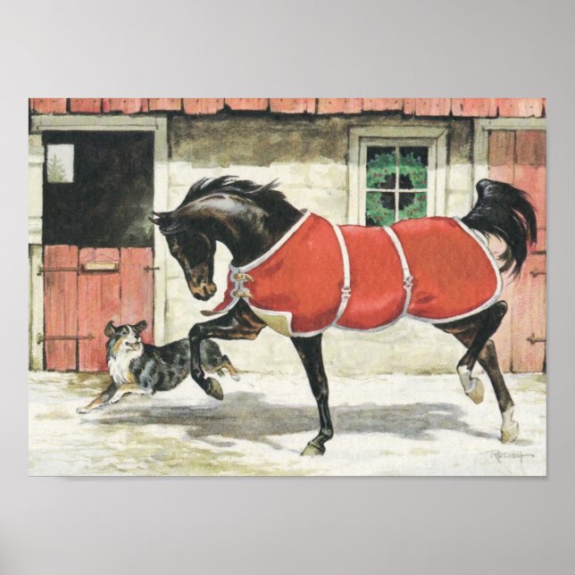 Vintage Horse and Dog Friends Poster (Front)