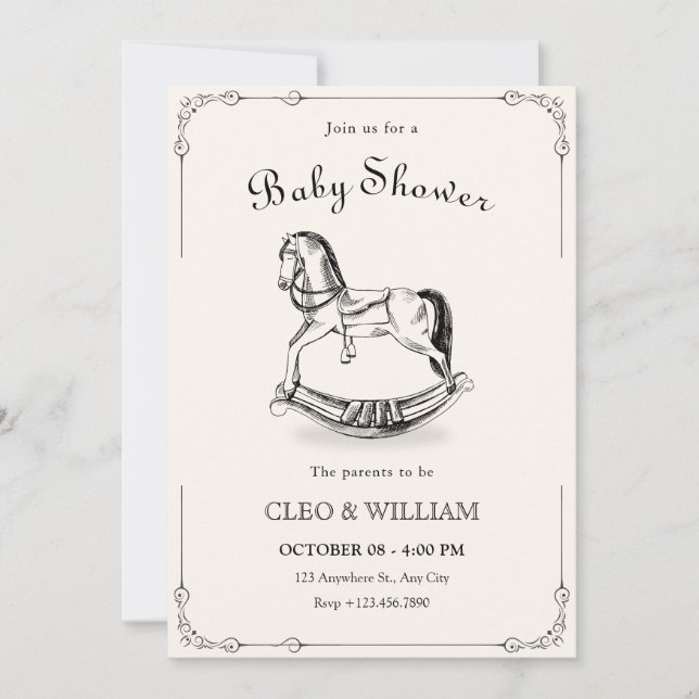 Vintage horse baby shower Invitation (Front)