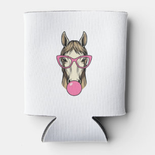 Vintage Horse Bubblegum Pink Glasses Shirt Design Can Cooler