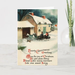 Vintage Horse & Buggy Merry Christmas Holiday Card