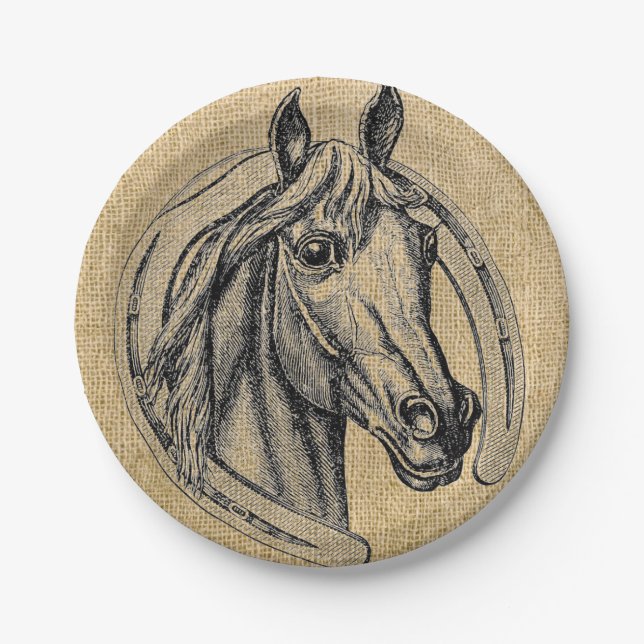 Vintage Horse Cameo Paper Plates (Front)