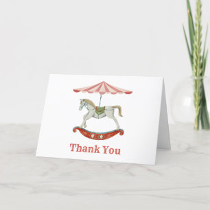 Vintage Horse Carousel Carnival Baby Shower Thank You Card