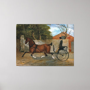 Vintage Horse Carriage Painting Canvas Print