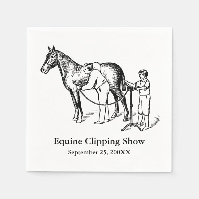 VINTAGE HORSE CLIPPING Custom Paper Napkins (Front)