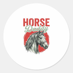 Vintage Horse Daddy Engraving Classic Round Sticker