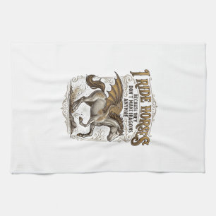 Vintage Horse Dragon Fantasy Rider Shirt Design_1 Kitchen Towel