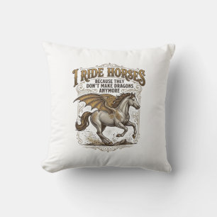 Vintage Horse Dragon Fantasy Rider Shirt Design_1 Throw Pillow