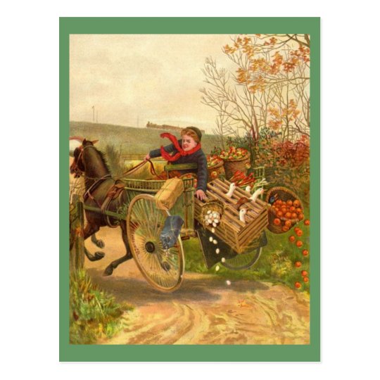 Vintage Horse Drawn Wagon Postcard