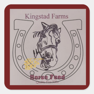 vintage horse feed poppy square sticker