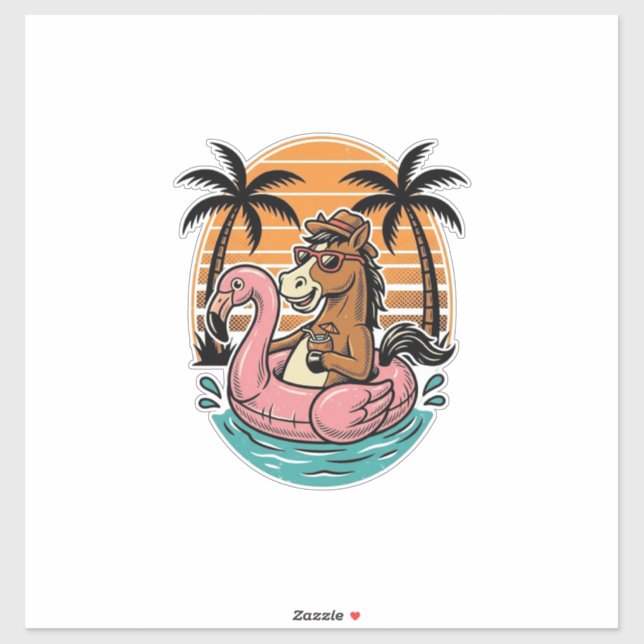 Vintage Horse Flamingo Float Summer Vacation Desig (Sheet)