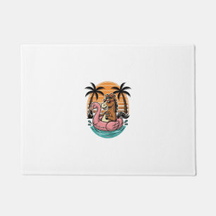 Vintage Horse Flamingo Float Summer Vacation Desig Doormat