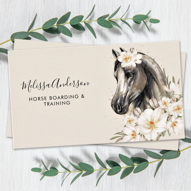 Vintage Horse Flowers Personalized Equestrian Business Card (Creator Uploaded)