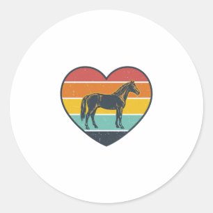Vintage Horse Heart Sunset Vector Design_1 Classic Round Sticker