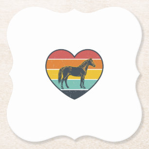 Vintage Horse Heart Sunset Vector Design_1 Paper Coaster