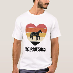 Vintage Horse Mom Heart Sunset Design T-Shirt