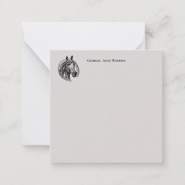 Vintage Horse Monogrammed Card (Front)