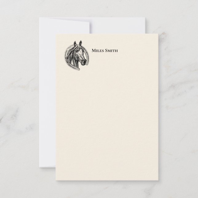 Vintage Horse Monogrammed Note Card (Front)