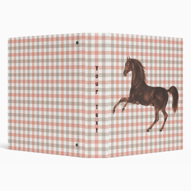 Vintage Horse Plaid Art Personal Notebook Binder (Background)