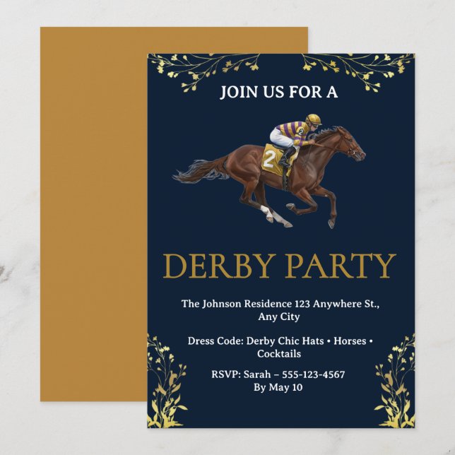 Vintage Horse Racing Derby Party Invitation 2026 (Front/Back)